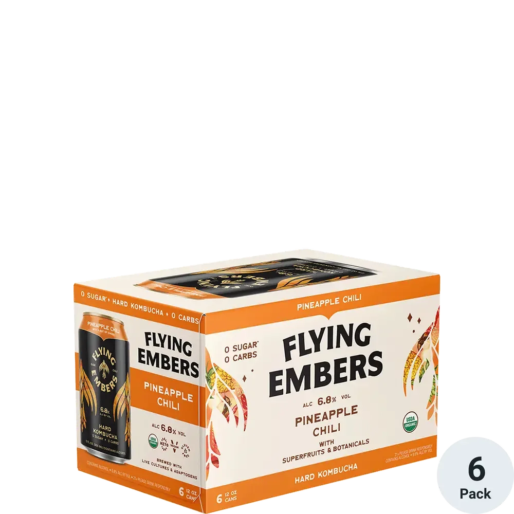 Flying Embers Pineapple Sunset Hard Kombucha — 6 pk - Sipsy