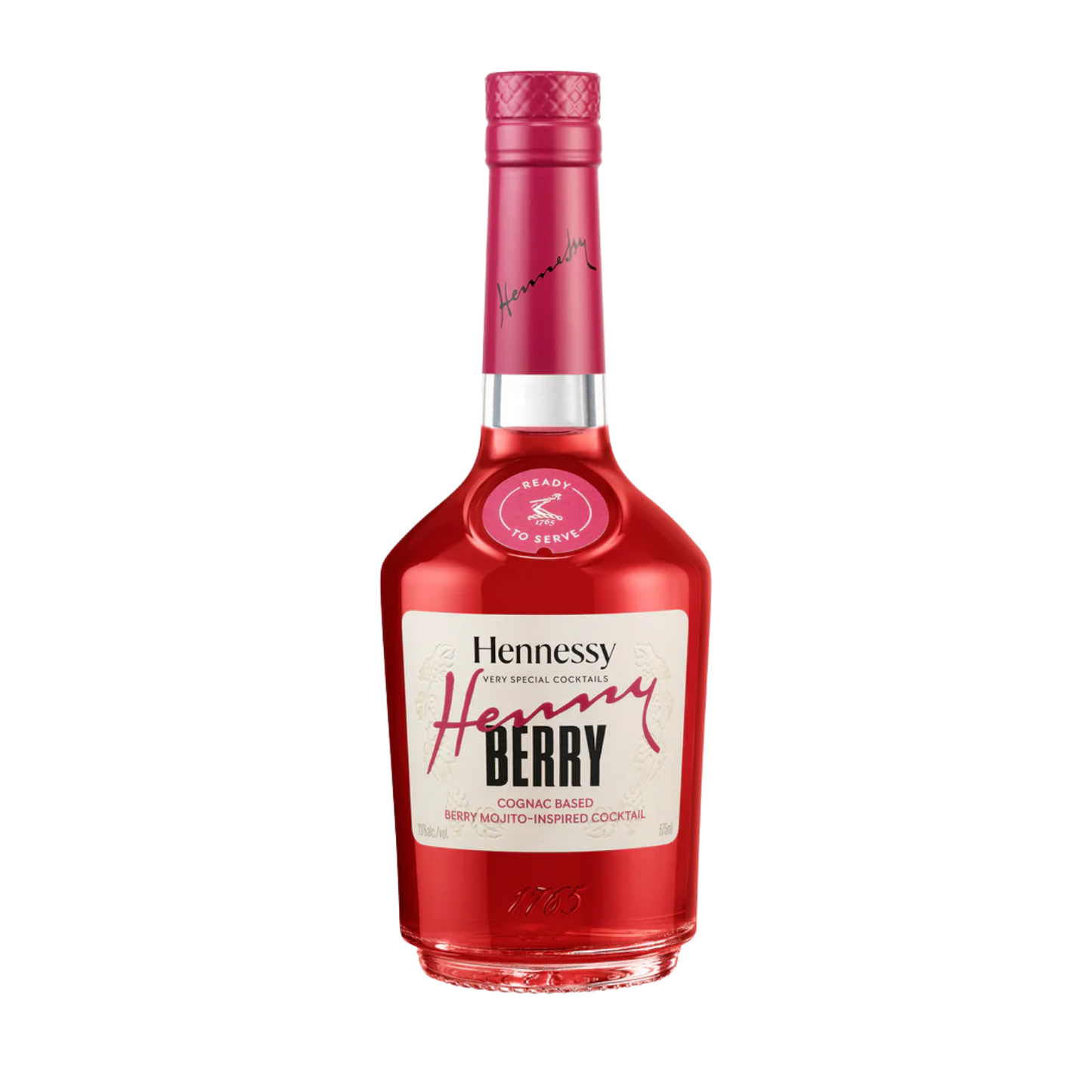 Red Hennessy Berry bottle on a white background