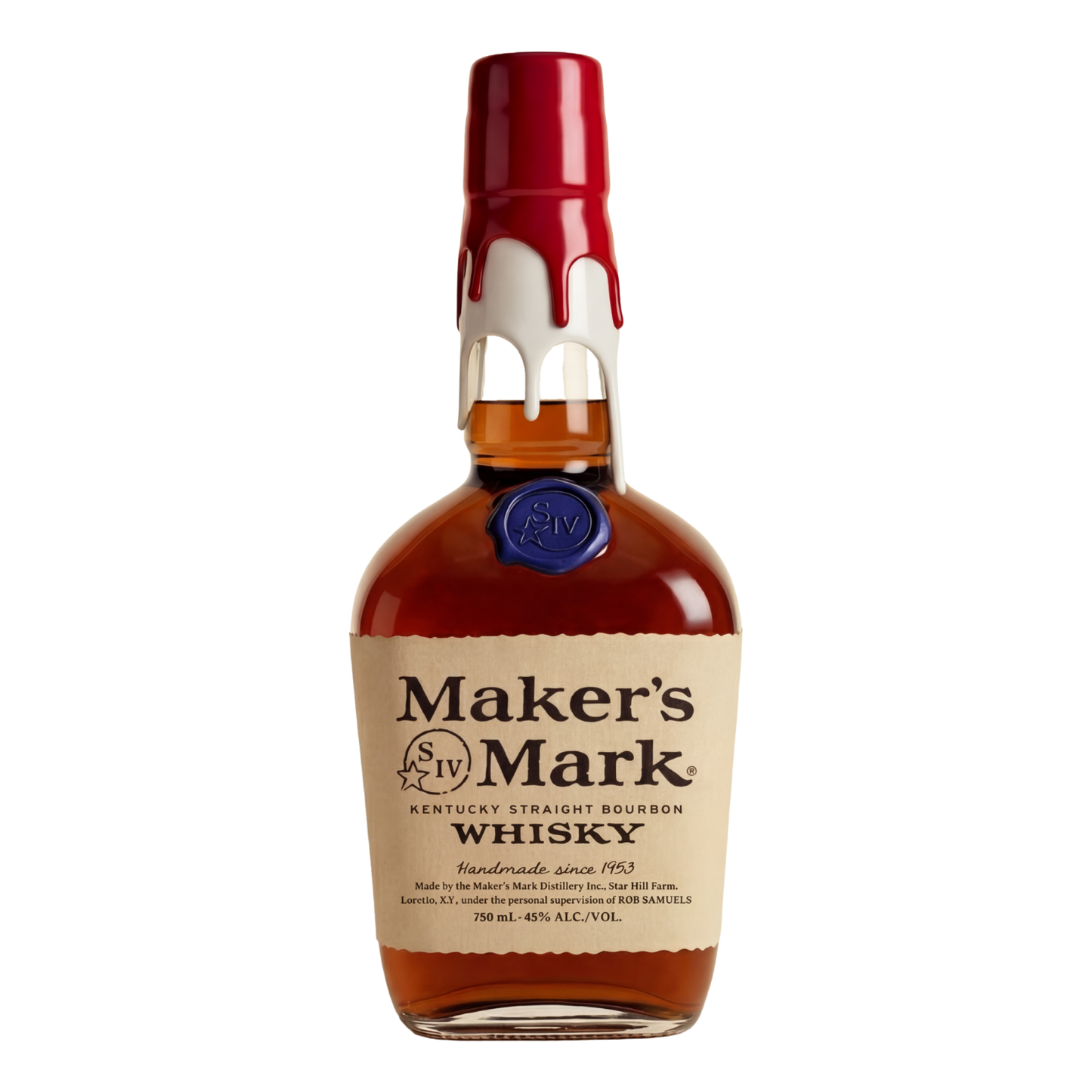 Bottle of Maker's Mark Whisky on a white background