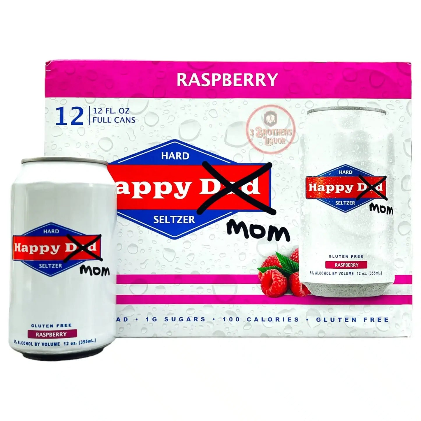 Happy Mom Seltzer Raspberry 12-Pk 12-oz Cans - Sipsy