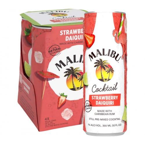 Malibu Strawberry Daiquiri Cocktail — 4-Pack, 12 oz - Sipsy