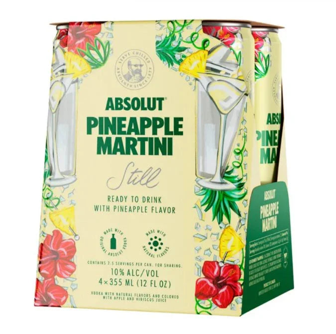 Absolut Pineapple Martini – 4-pack, 12 oz - Sipsy