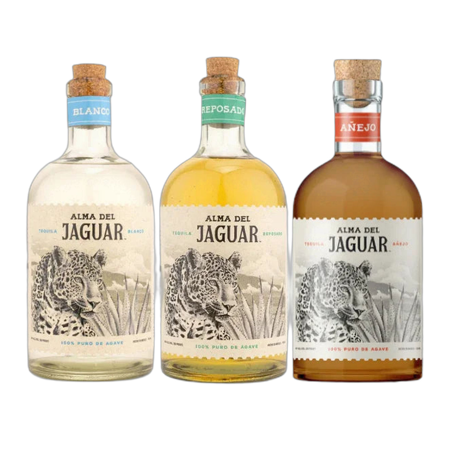 Alma del Jaguar Tequila Blanco Reposado & Añejo - 3-Pack
