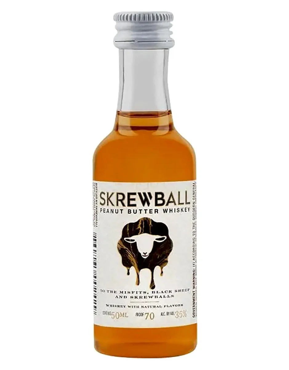 Skrewball Peanut Butter Whiskey bottle on a white background - 50ml