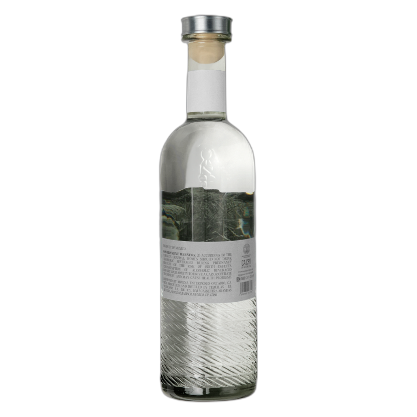 Torrente Blanco Tequila 750ml bottle - back label with tasting notes and production details