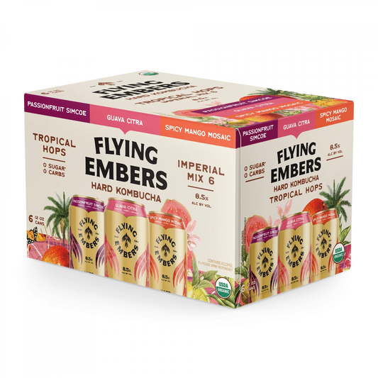 Flying Embers Hard Kombucha Tropical Hops Variety - 6 PK Cans - Sipsy