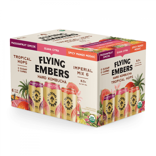 Flying Embers Hard Kombucha Tropical Hops Variety  - 6PK Cans