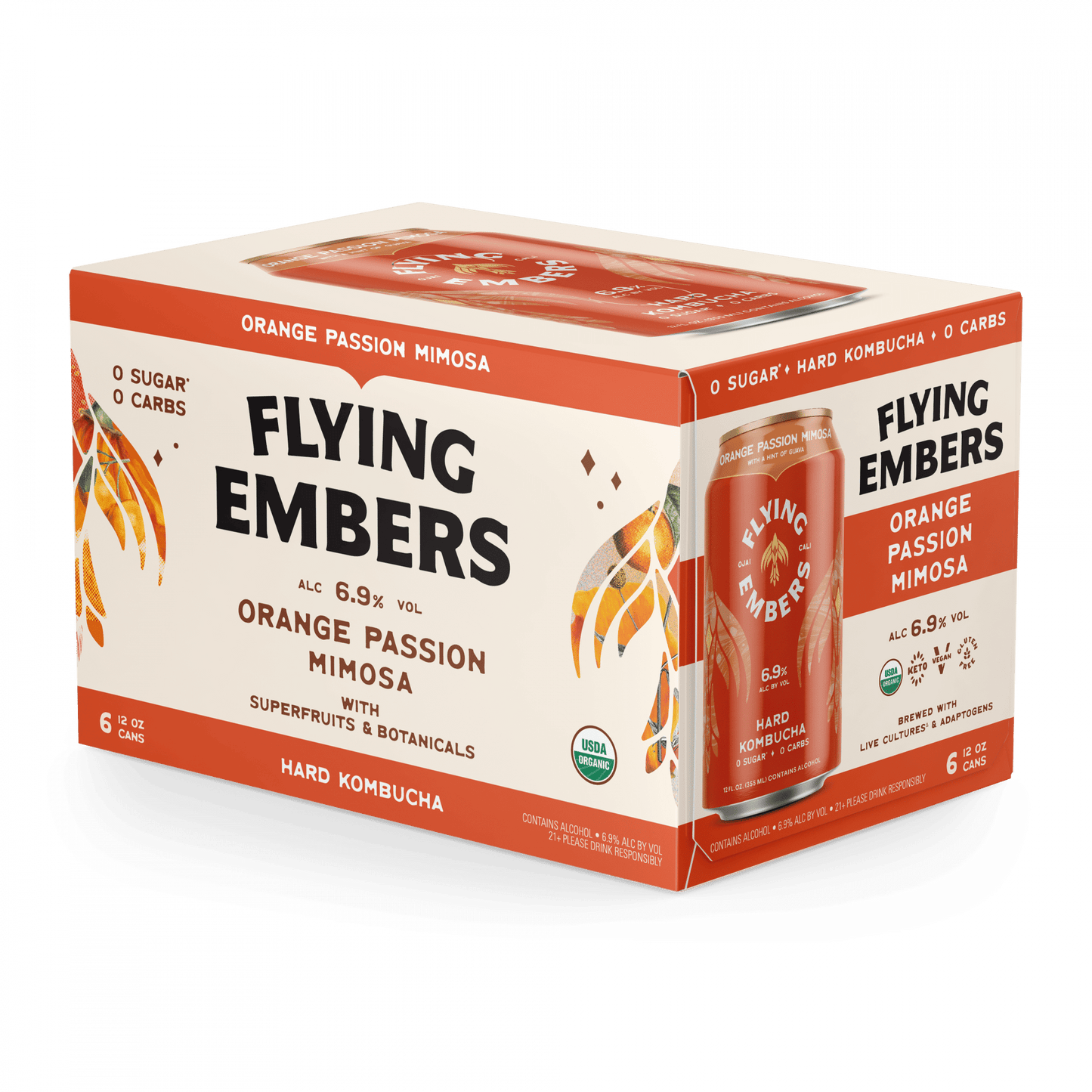 Flying Embers Hard Kombucha - Orange Passion Mimosa 6pk