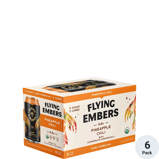 Flying Embers Pineapple Sunset Hard Kombucha - 6pk