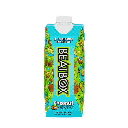 Beatbox Coconut Breeze drink carton on a white background