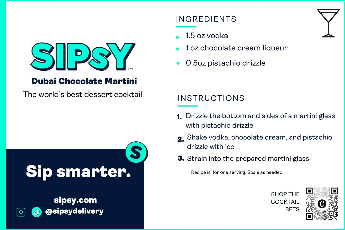 recipe card for dubai chocolate martini