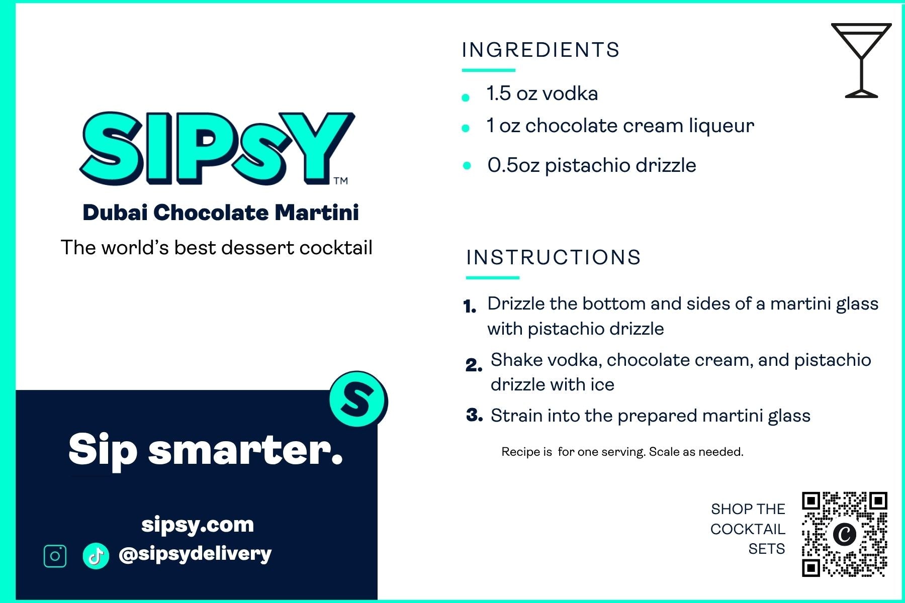 recipe card for dubai chocolate martini