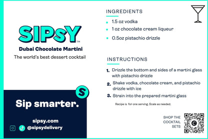 recipe card for dubai chocolate martini
