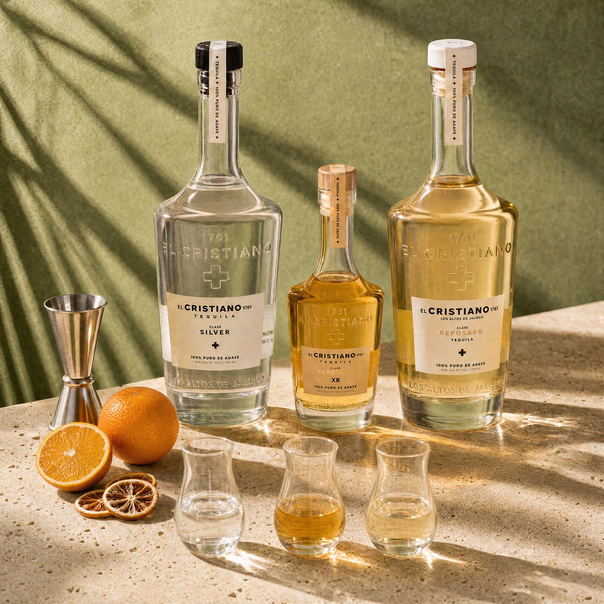 El Cristiano additive-free tequila gift set with glassware and mixers