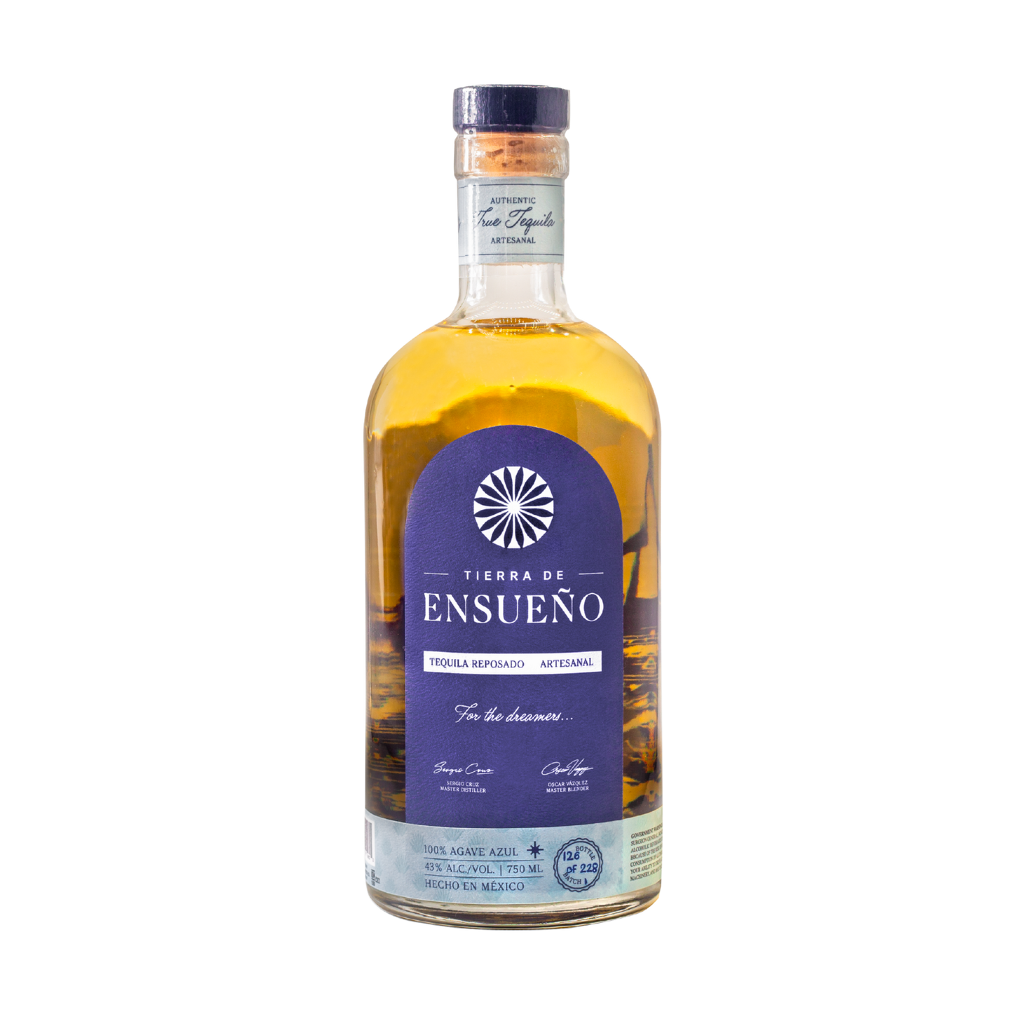 Bottle of Tierra de Ensueno Reposado on a white background