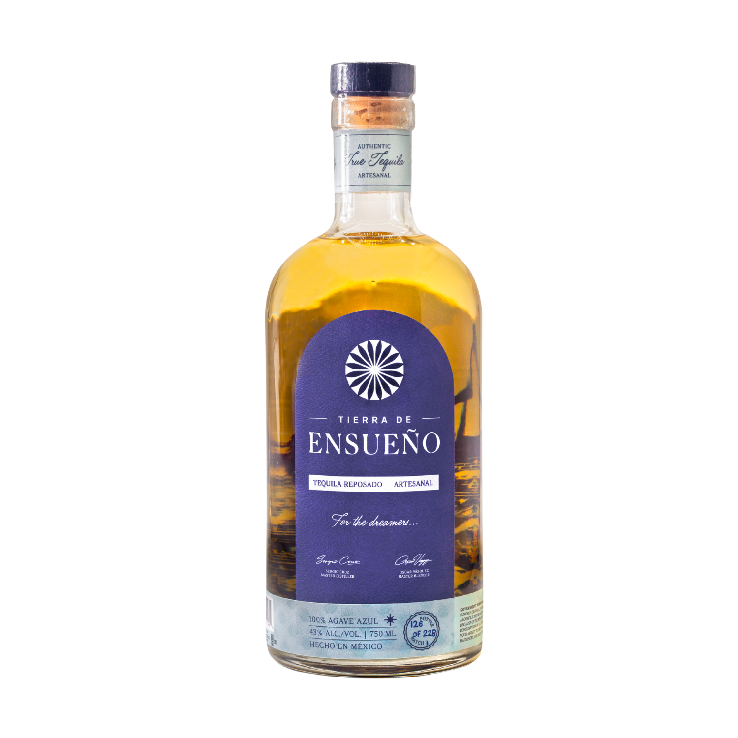 Bottle of Tierra de Ensueno Reposado on a white background
