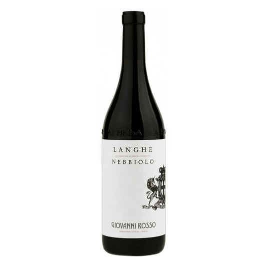 Giovanni Rosso Nebbiolo bottle with a white label on a white background