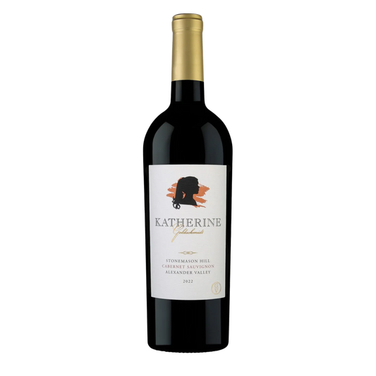 Katherine Cabernet Sauvignon with a white label featuring a silhouette on a white background.