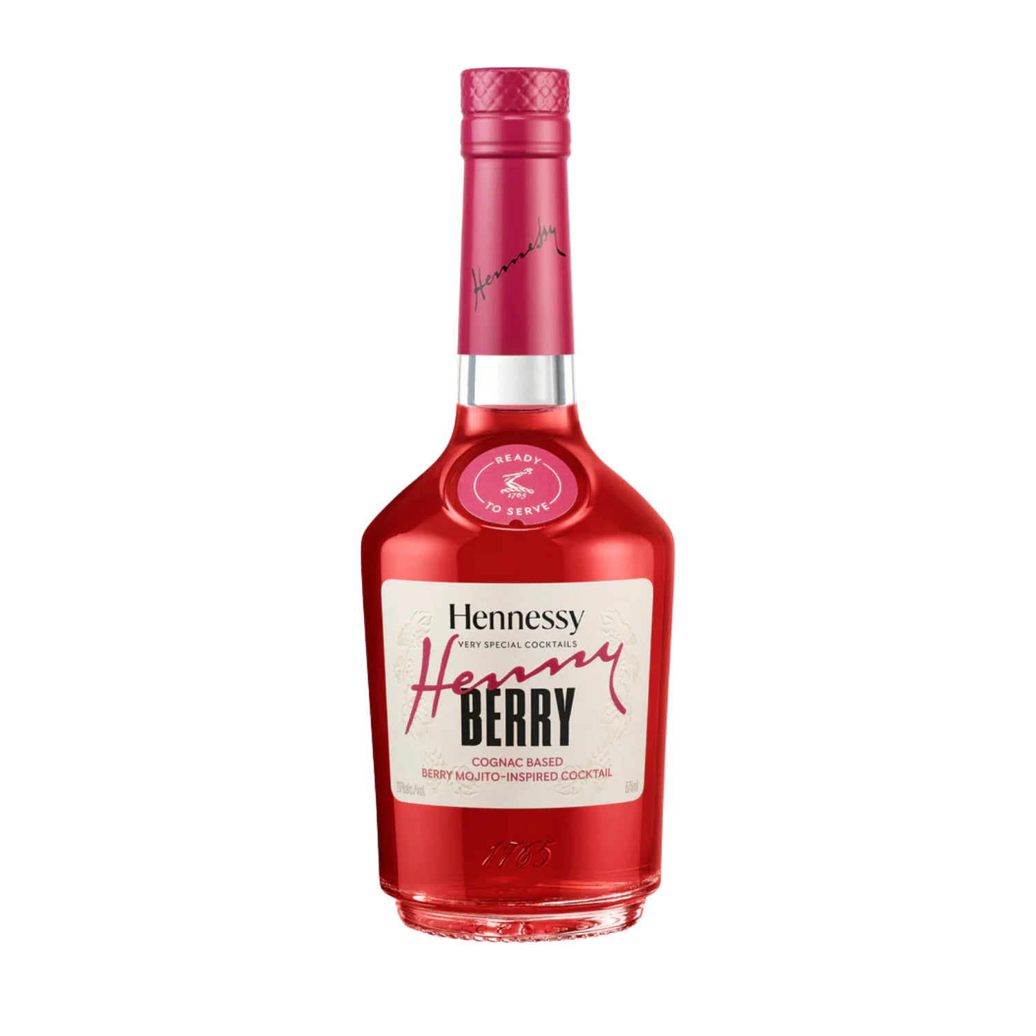 Red Hennessy Berry bottle on a white background