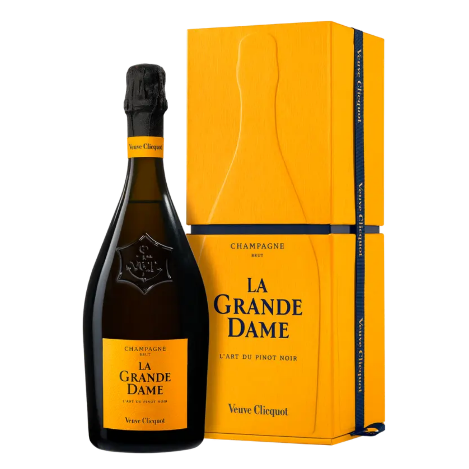 Veuve Clicquot La Grande Dame Bottle and Box on white background