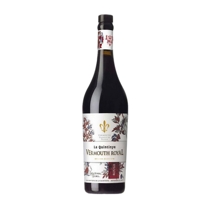 La Quintinye Vermouth Royal Rouge sweet vermouth bottle on transparent background.
