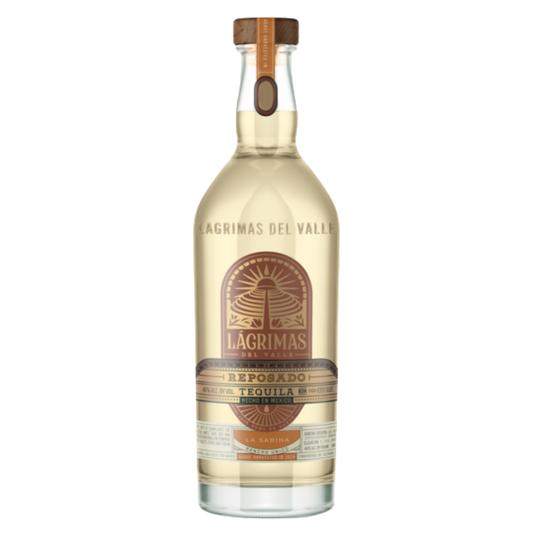 Bottle of Lagrimas Reposado Tequila on a white background