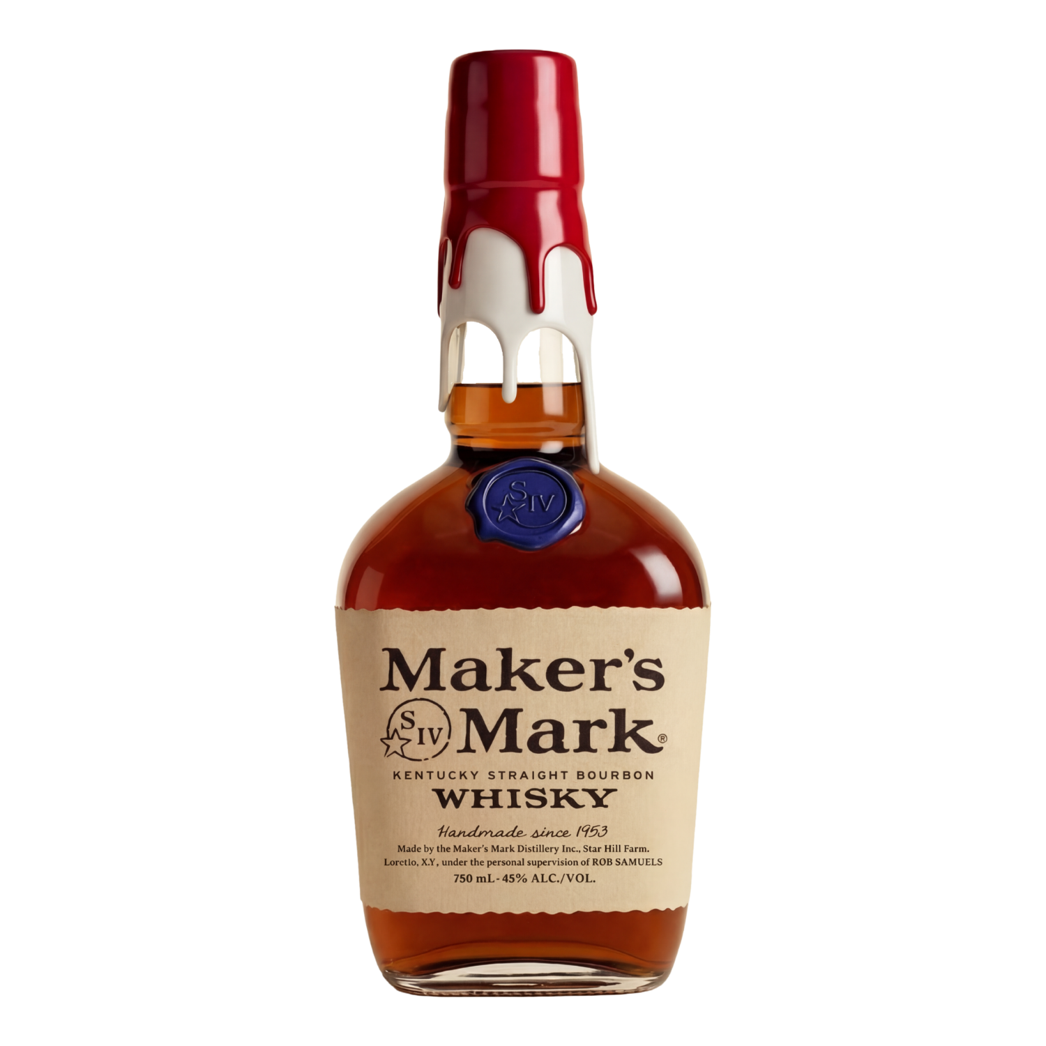 Bottle of Maker's Mark Whisky on a white background