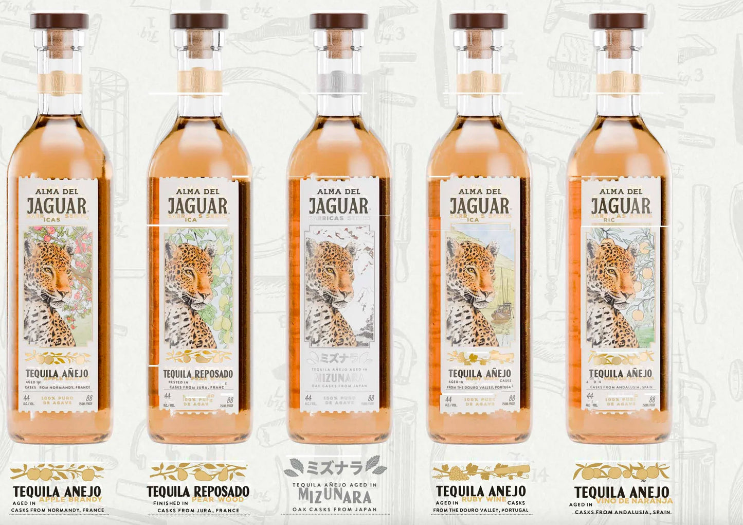 Alma Del Jaguar Barricas 2025 5-Bottle Collector's Set – Limited Edition Tequila - Sipsy