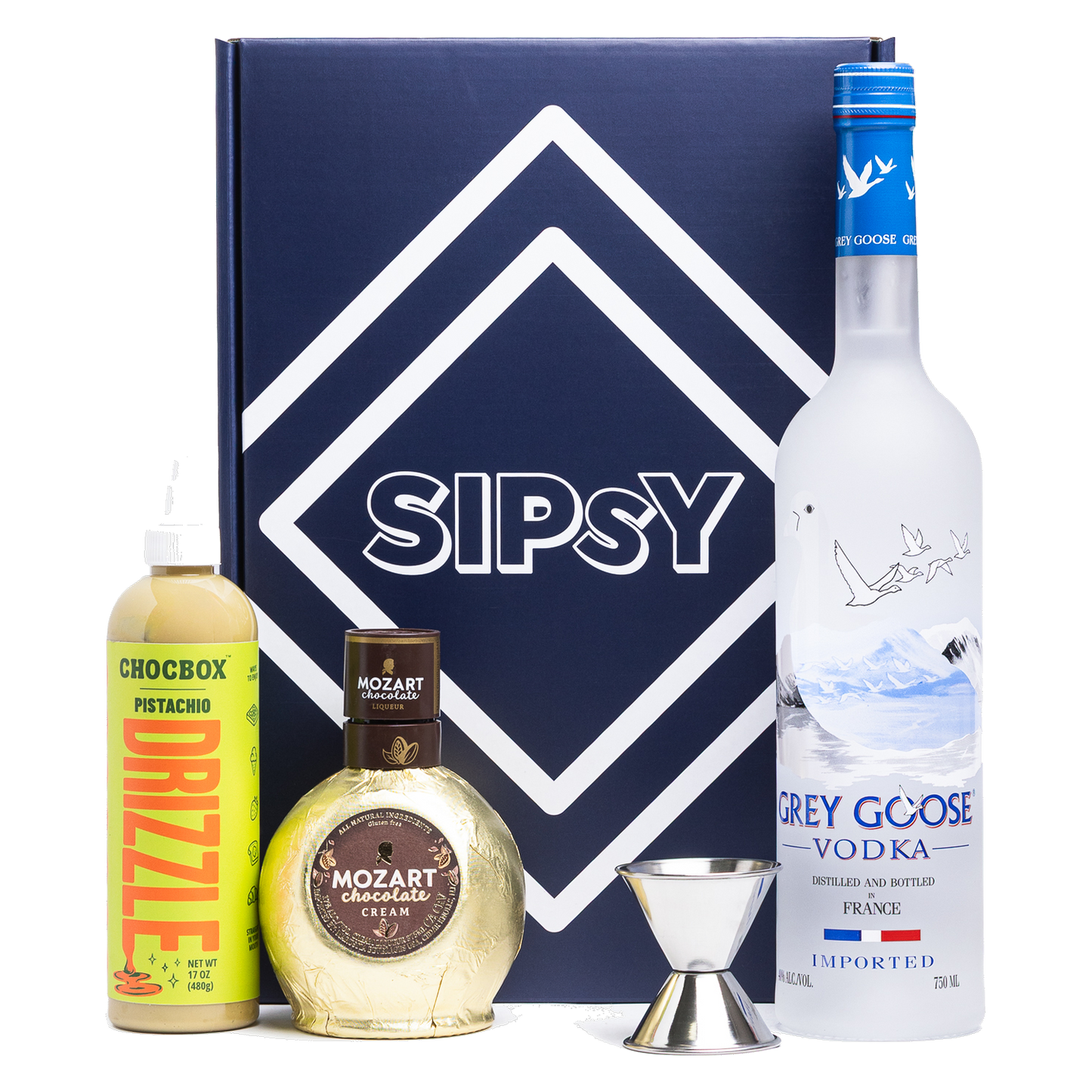 Dubai Chocolate Martini Cocktail Gift Set with vodka, chocolate cream liqueur, and pistachio drizzle