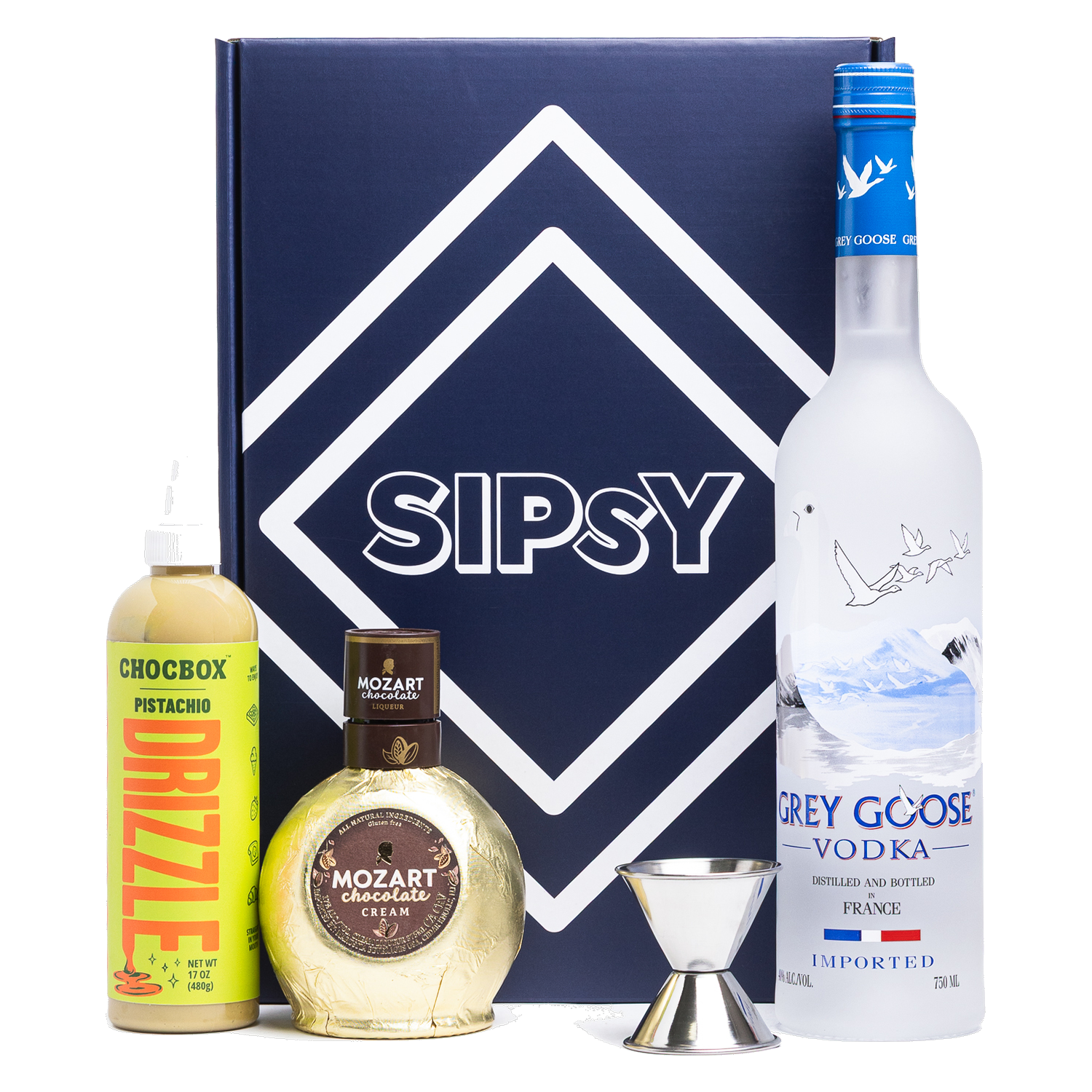 Dubai Chocolate Martini Cocktail Gift Set with vodka, chocolate cream liqueur, and pistachio drizzle