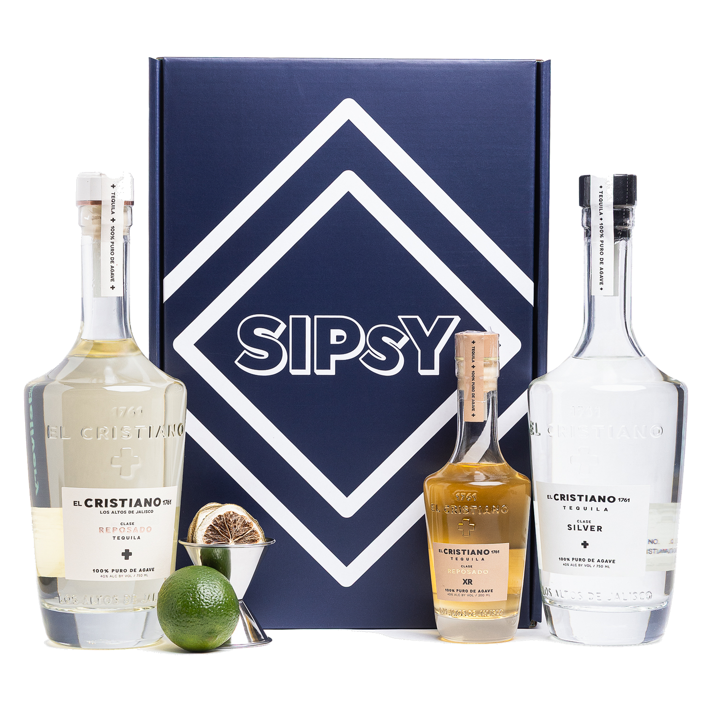 El Cristiano Additive-Free Tequila Gift Set with Blanco, Reposado, and XR bottles