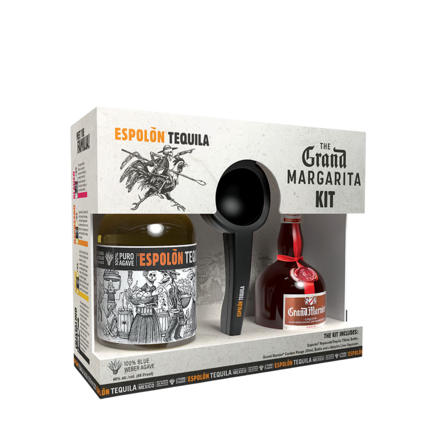 Espolón Tequila Grand Margarita Kit packaging on a white background