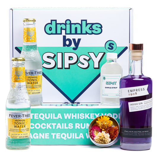 Flower Bomb Gin & Tonic Cocktail Gift Set with Empress Gin, tonic water, and edible flowers