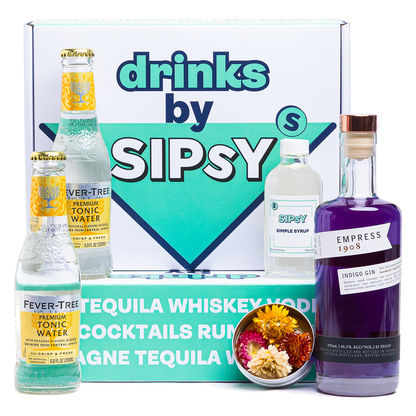 Flower Bomb Gin & Tonic Cocktail Gift Set with Empress Gin, tonic water, and edible flowers
