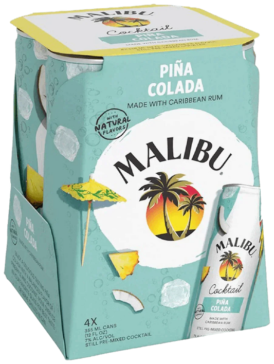 Malibu Pina Colada Cocktail – 4 pack, 12 oz each - Sipsy