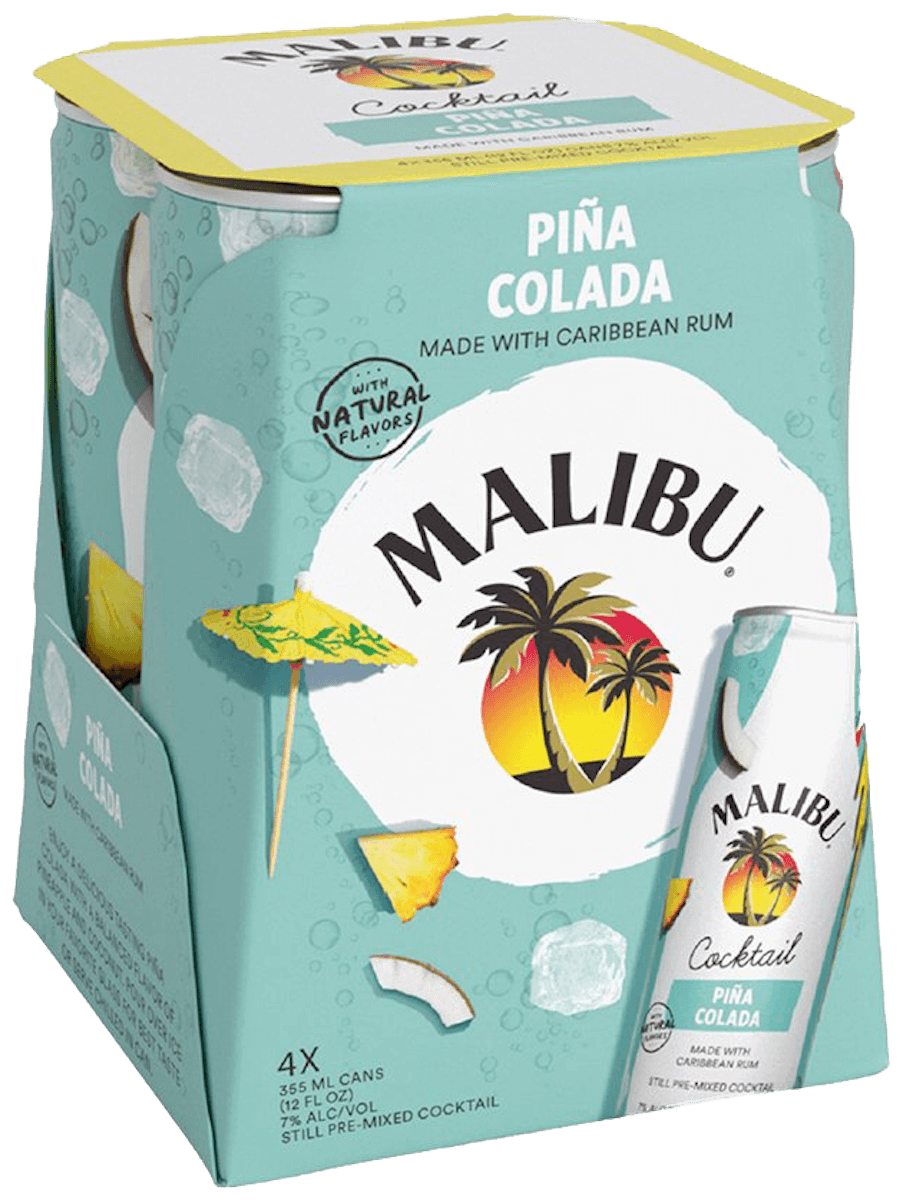 Malibu Pina Colada Cocktail - 4 pack 12oz