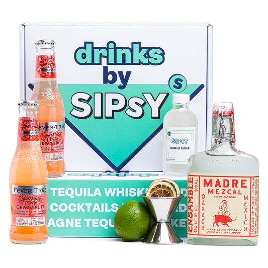 Mezcal Paloma Cocktail Gift Set with Madre Mezcal, sparkling grapefruit juice, and lime