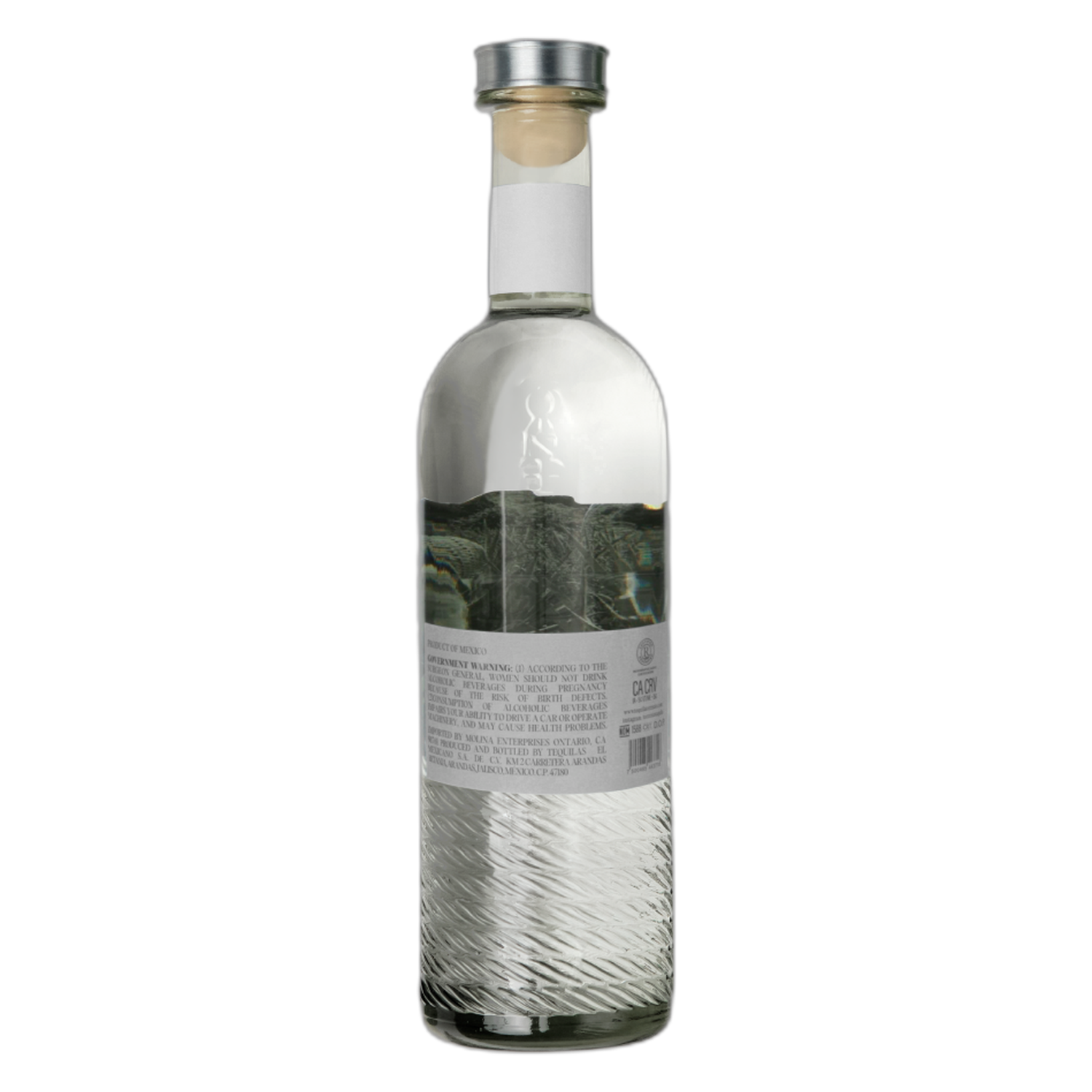 Torrente Blanco Tequila 750ml bottle - back label with tasting notes and production details