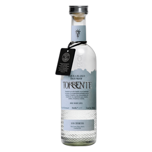 Torrente Blanco High Proof Tequila 750ml bottle - front label showing Los Charcos estate