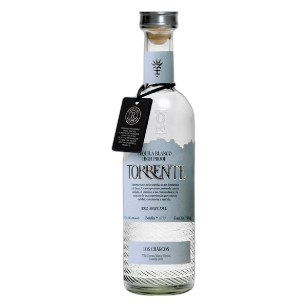 Torrente Blanco High Proof Tequila 750ml bottle - front label showing Los Charcos estate
